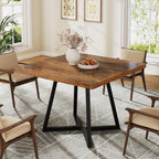 Tribesigns Square Dining Table for 2, 31.5" Industrial Dinner Table with Metal Base, Kitchen Table for Dining Room, Small Space, Apartment