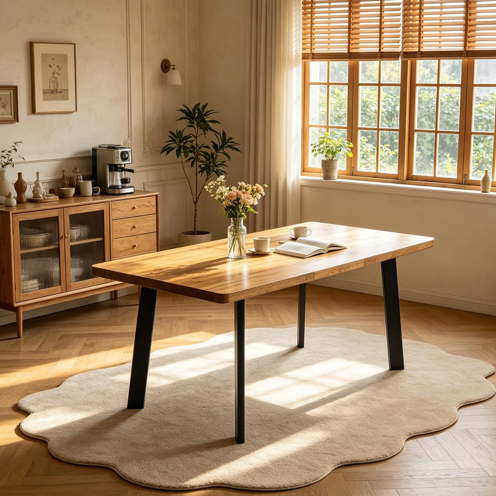 Modern 47.2"-63" Extendable Rectangular Dining Room Table, Walnut