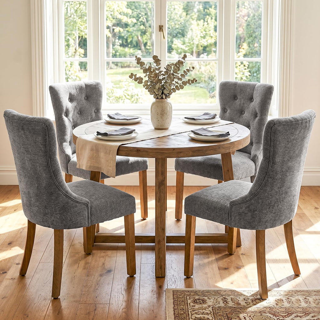 Upholstered Dining Chairs Set of 4 for Dining Room Kitchen (Beige,4)