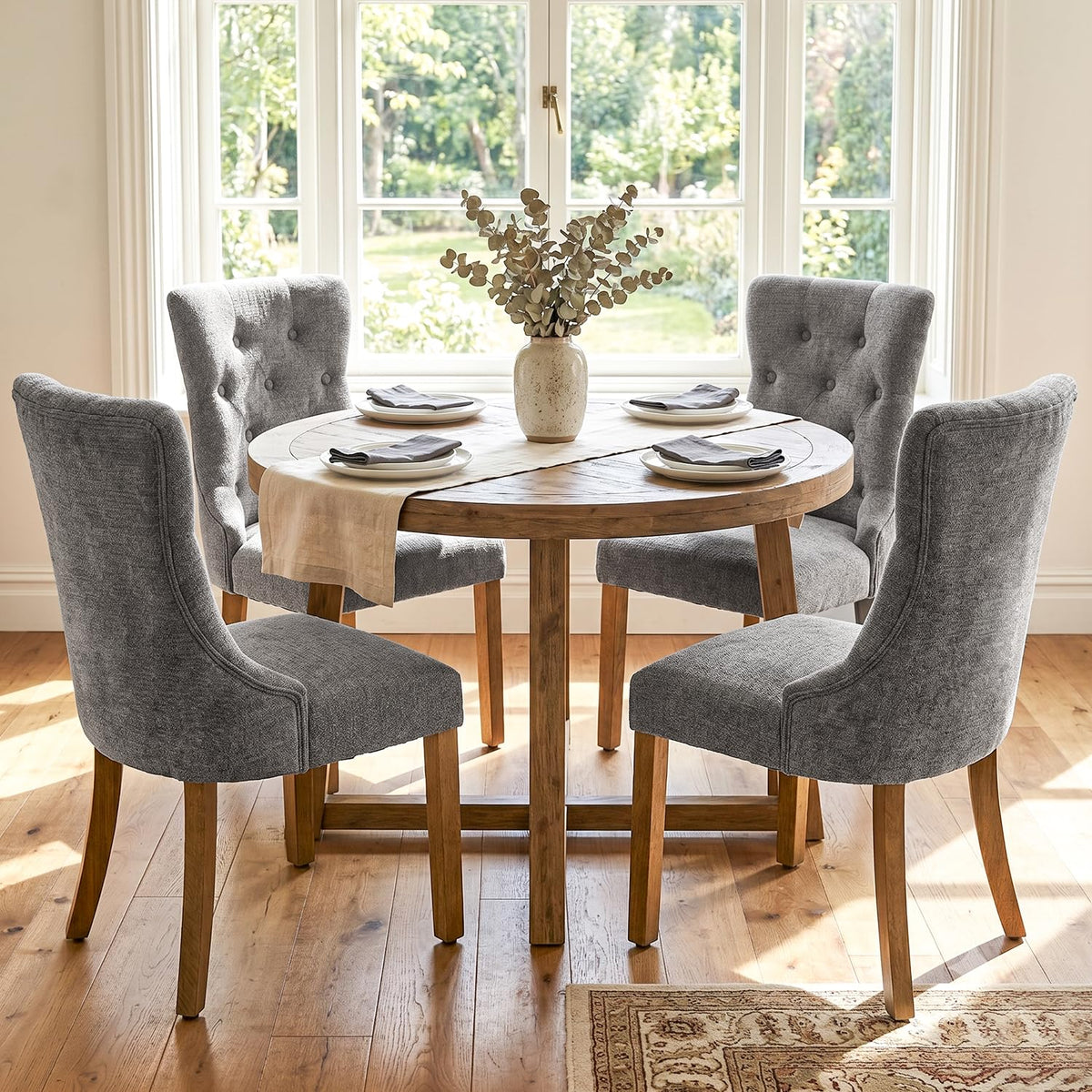 Upholstered Dining Chairs Set of 4 for Dining Room Kitchen (Beige,4)