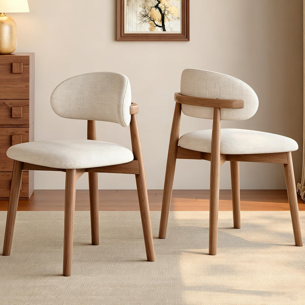 Wooden Dining Chairs Set of 2, Mid Century Modern Side Chairs