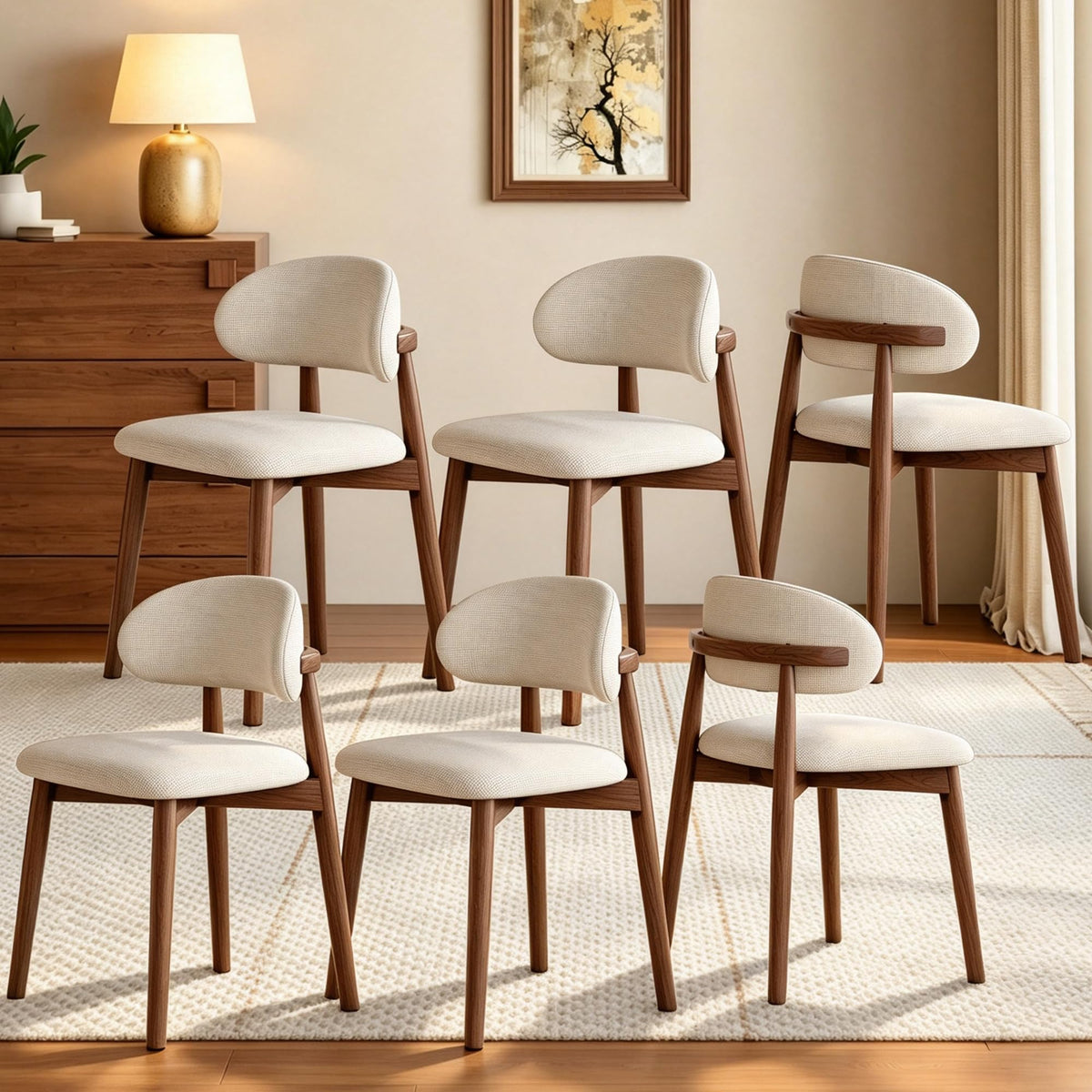 Wooden Dining Chairs Set of 2, Mid Century Modern Side Chairs