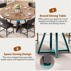 Jocoevol 51" Round Dining Table Kitchen Dining Room Circle Dinner Pedestal Table for 4 6 8, Space Saving Wood Kitchen & Dining Room Furniture (Rustic Brwon)
