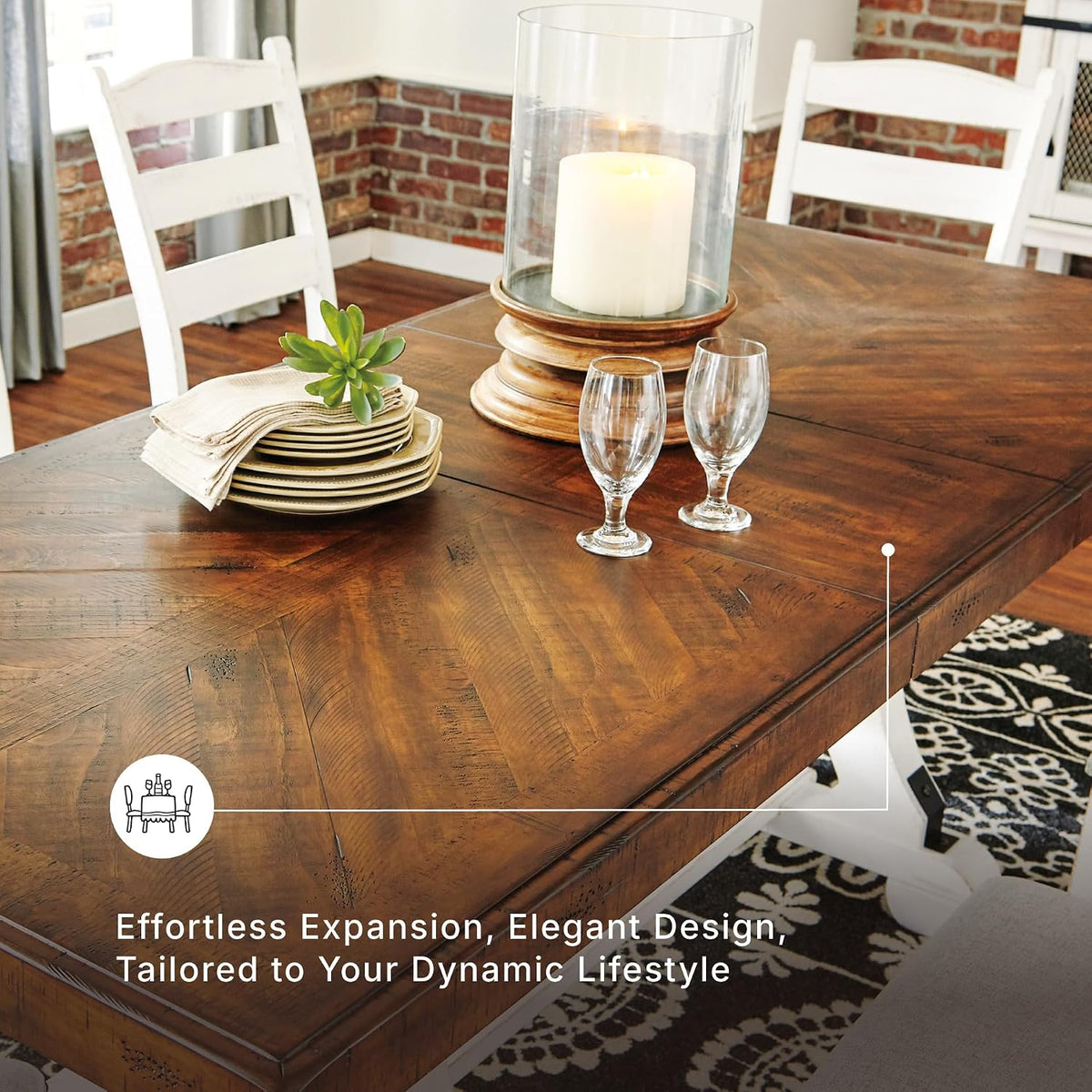 Signature Design by Ashley Valebeck 1-Piece Dining Table, Farmhouse Trestle