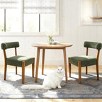 RNKSFX Modern Dining Chairs Set of 4, Faux Leather Upholstered Kitchen & Dining Room Chairs, Mid Century Modern Wooden Dining Chairs Oversized Sturdy Rounded Chairs Curved Back, Beige
