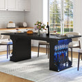 Loomie 70.8" Large Dining Table with Glass Storage Cabinet & LED Lights