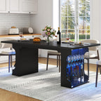 Loomie 70.8" Large Dining Table with Glass Storage Cabinet & LED Lights