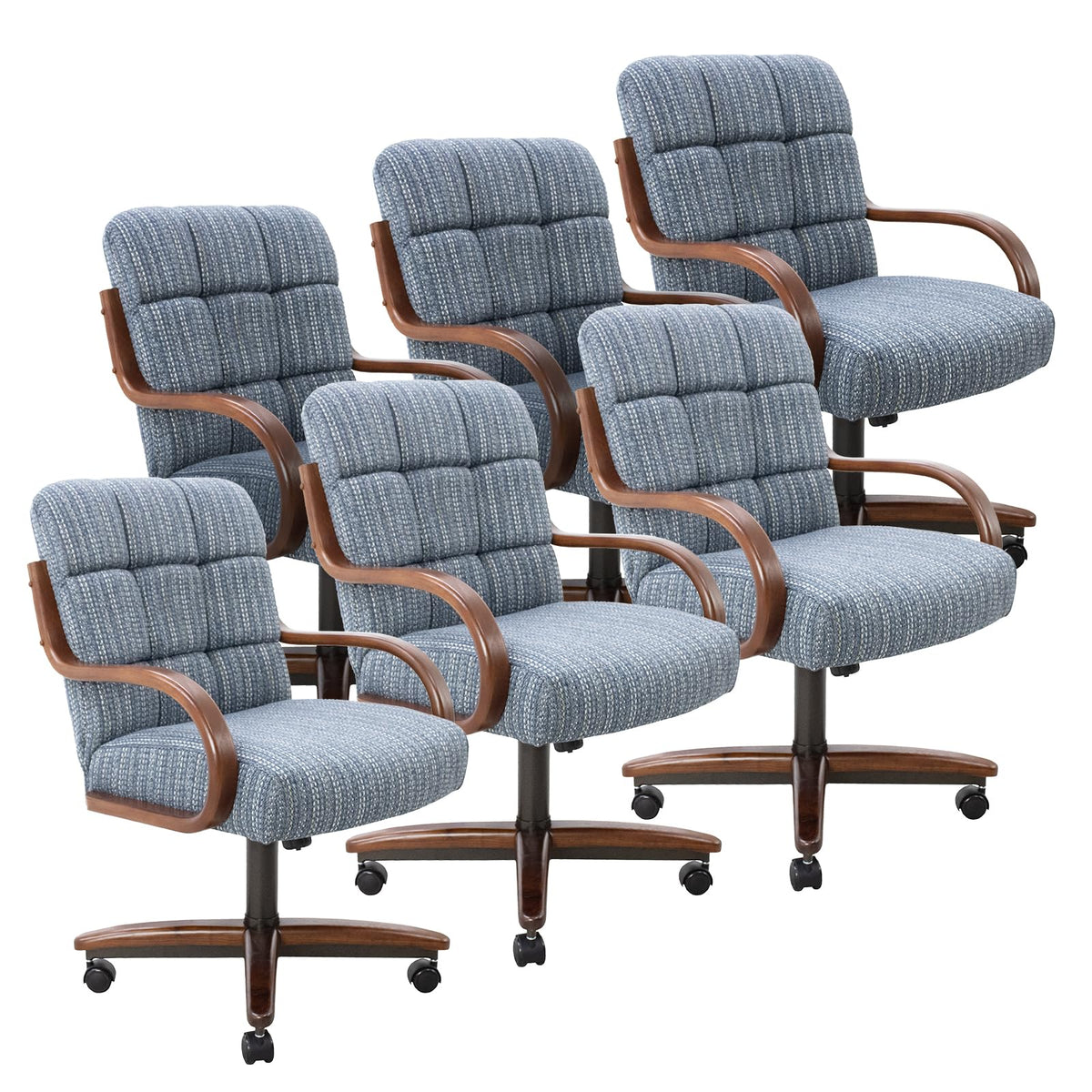 Chromcraft Ryland Swivel-Tilt Caster Dining Chair - Chestnut -Earth - 4pc