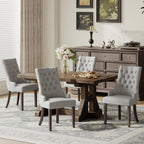 COLAMY Wingback Upholstered Dining Chairs Set of 4, Fabric Side Dining Room Chairs with Tufted Button, Living Room Chairs for Home Kitchen Resturant- Beige