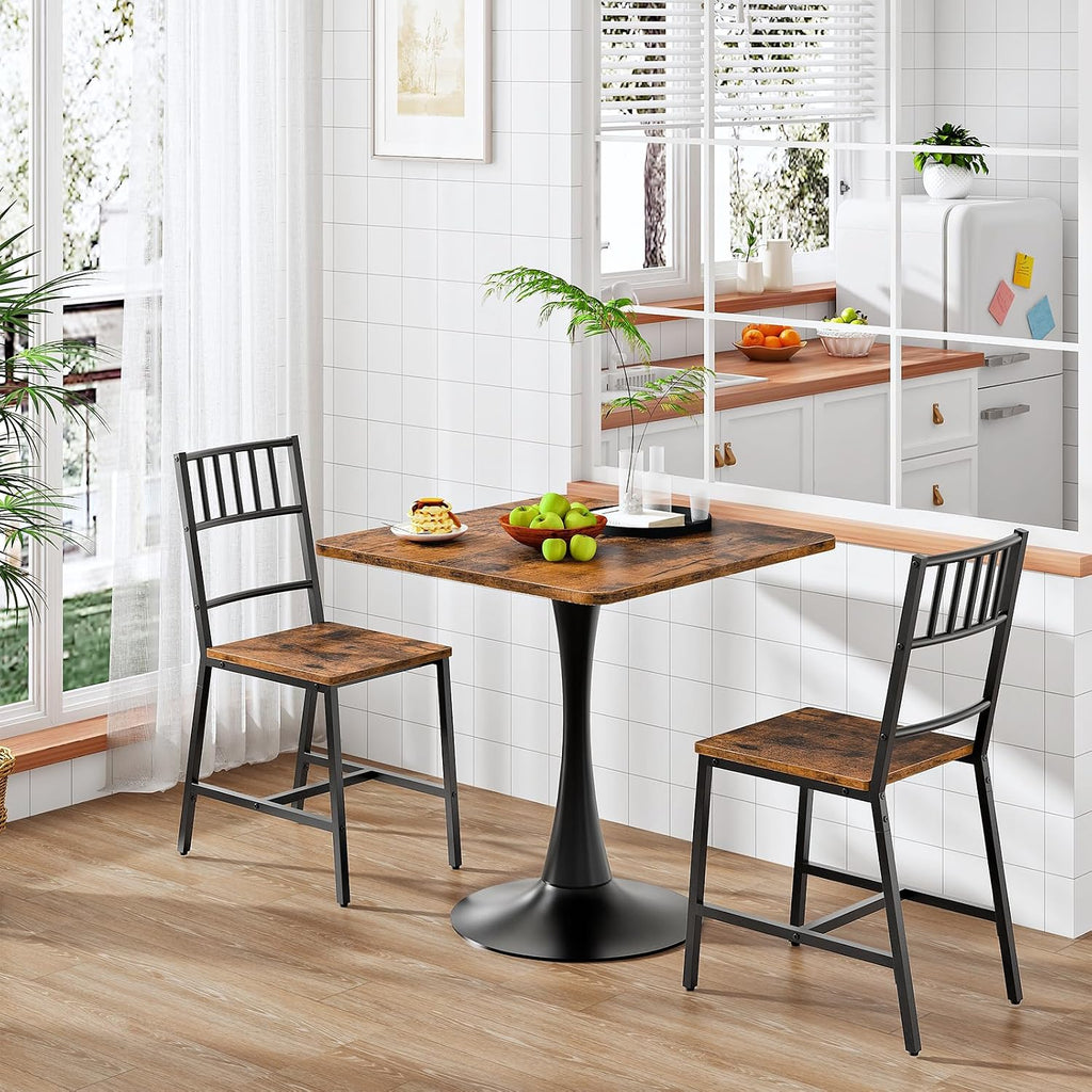HOOBRO Dining Table, Square Dining Table for 2, 27.6" Dining Room Table for Small Spaces, Tulip Kitchen Table, Anti-Slip Heavy Base, Easy to Assemble, for Living Room, Kitchen, Rustic Brown BF18CZ01