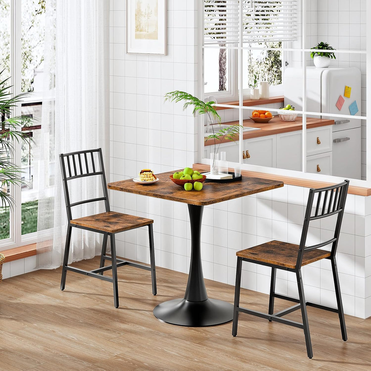 HOOBRO Dining Table, Square Dining Table for 2, 27.6" Dining Room Table for Small Spaces, Tulip Kitchen Table, Anti-Slip Heavy Base, Easy to Assemble, for Living Room, Kitchen, Rustic Brown BF18CZ01