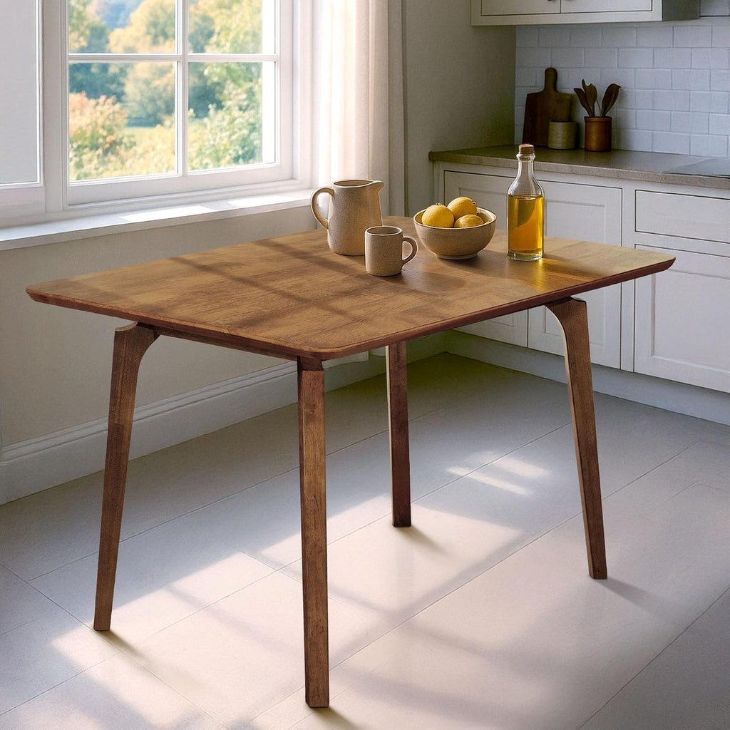 Acacia Verve 48" Solid Wood Dining Table for 4, Rectangular Acacia Wood Kitchen Table, Modern Farmhouse Style, Rustic Natural Finish, Dining Room Furniture, Seats 4 Comfortably, Walnut
