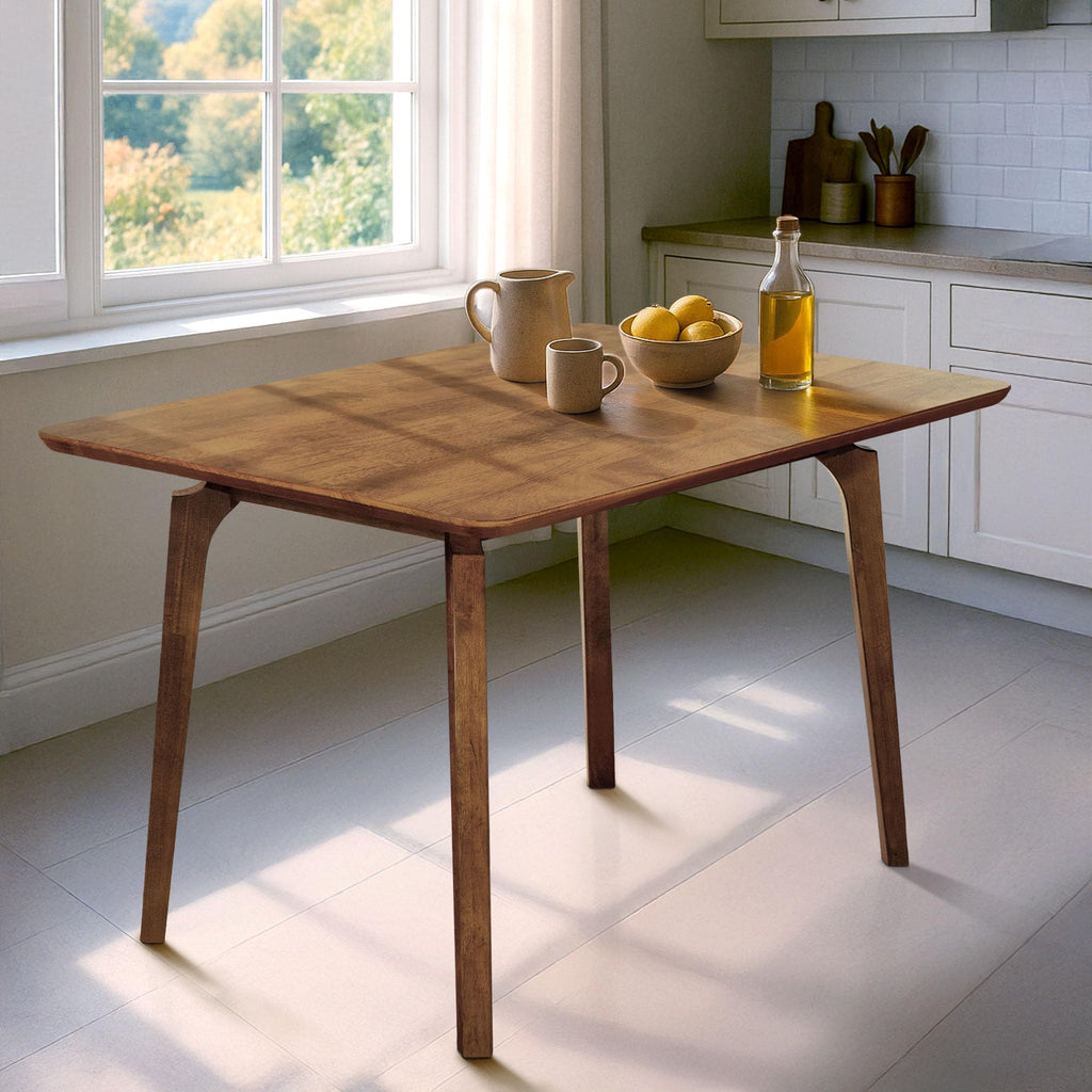 Acacia Verve 48" Solid Wood Dining Table for 4, Rectangular Acacia Wood Kitchen Table, Modern Farmhouse Style, Rustic Natural Finish, Dining Room Furniture, Seats 4 Comfortably, Walnut