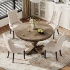 COLAMY Wingback Upholstered Dining Chairs Set of 4, Fabric Side Dining Room Chairs with Tufted Button, Living Room Chairs for Home Kitchen Resturant- Beige