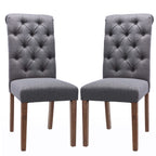 COLAMY Button Tufted Dining Chairs Set of 4, Parsons Upholstered Fabric Dining Room Chairs Kitchen Chairs with Wood Legs and Padded Seat, Taupe