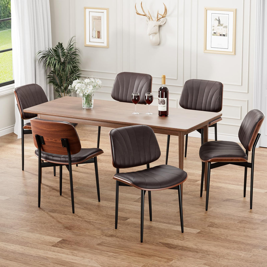 REONEY Dining Chairs Set of 2, Mid-Century Modern Kitchen Chairs, Black