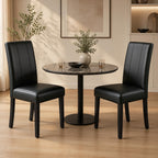 CHUN YI Dining Chairs Set of 4, Faux Leather Dining Room Chairs, Upholstered Modern Kitchen Parsons Chairs for Dining Room with Sturdy Wood Legs, Black (Only Chair)