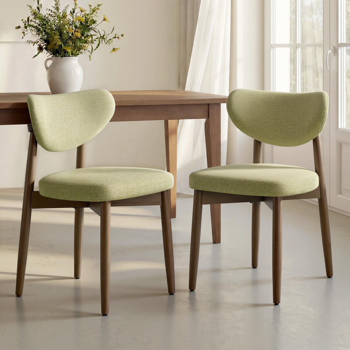 VASAGLE Wooden Dining Chairs Set of 2, Upholstered Kitchen Chairs