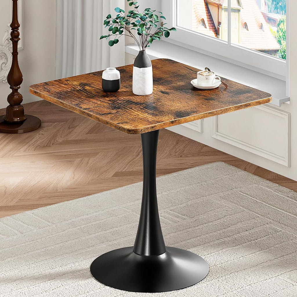 HOOBRO Dining Table, Square Dining Table for 2, 27.6" Dining Room Table for Small Spaces, Tulip Kitchen Table, Anti-Slip Heavy Base, Easy to Assemble, for Living Room, Kitchen, Rustic Brown BF18CZ01