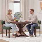 Wooden Dining Chairs Set of 2, Upholstered Kitchen Chairs with Solid Wood Legs, Mid Century Dining Room Chair with Ergonomic Curved Backrest for Kitchen Dining Vanity, Green