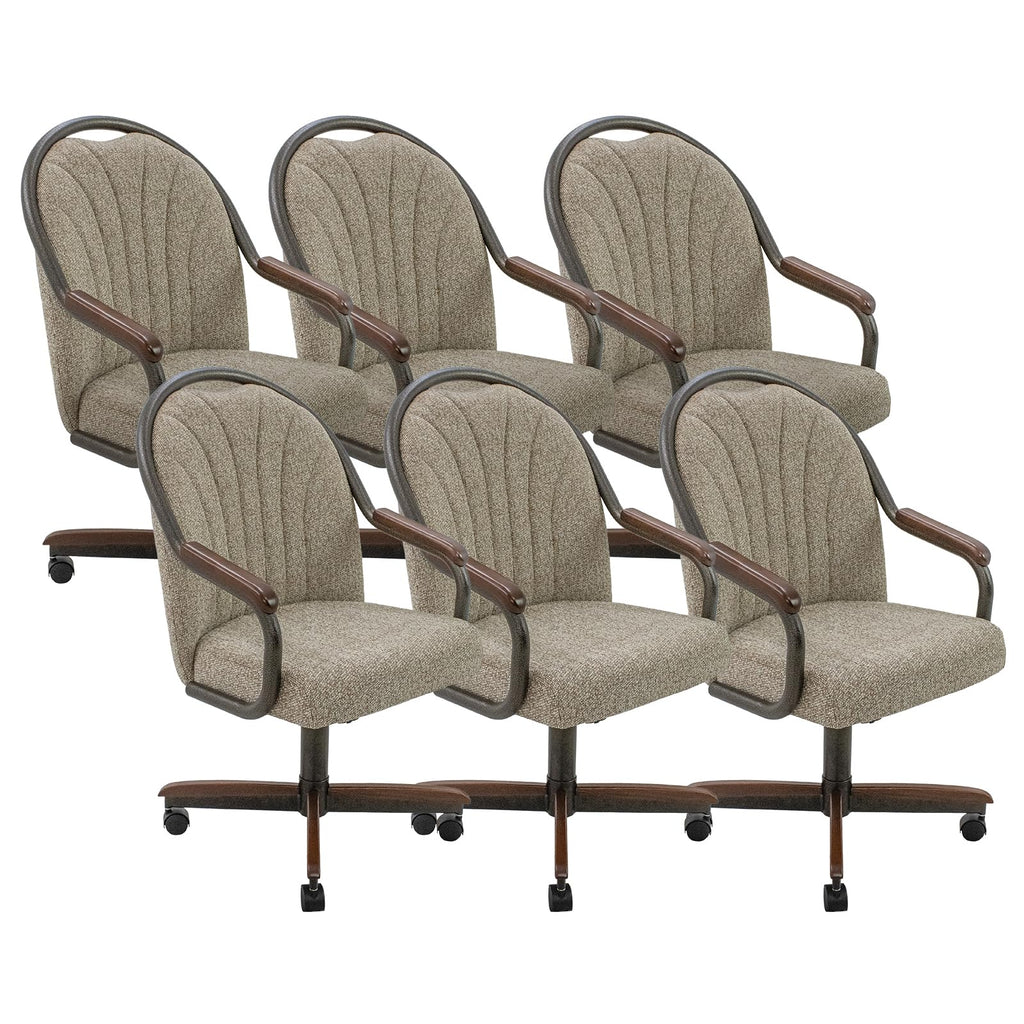 Chromcraft Bailey 4pc Swivel Kitchen Dining Chair - Light Sand-Chestnut