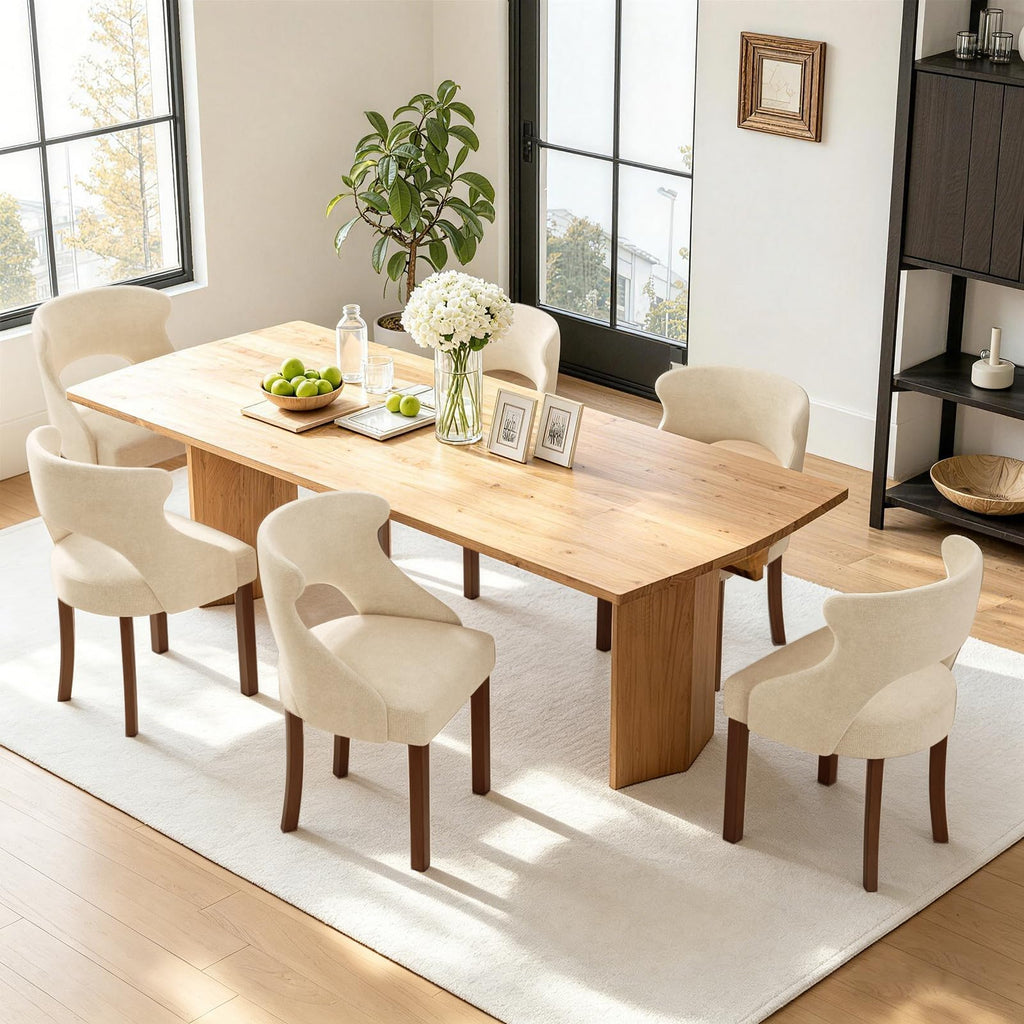 Wooden Dining Chairs Set of 4,Modern Fabric Upholstered Dining Room Chair Kitchen Side Chairs with Solid Wood Legs,Mid Century Farmhouse Dinner Chairs for Kitchen Dining Room,Restaurant,Green