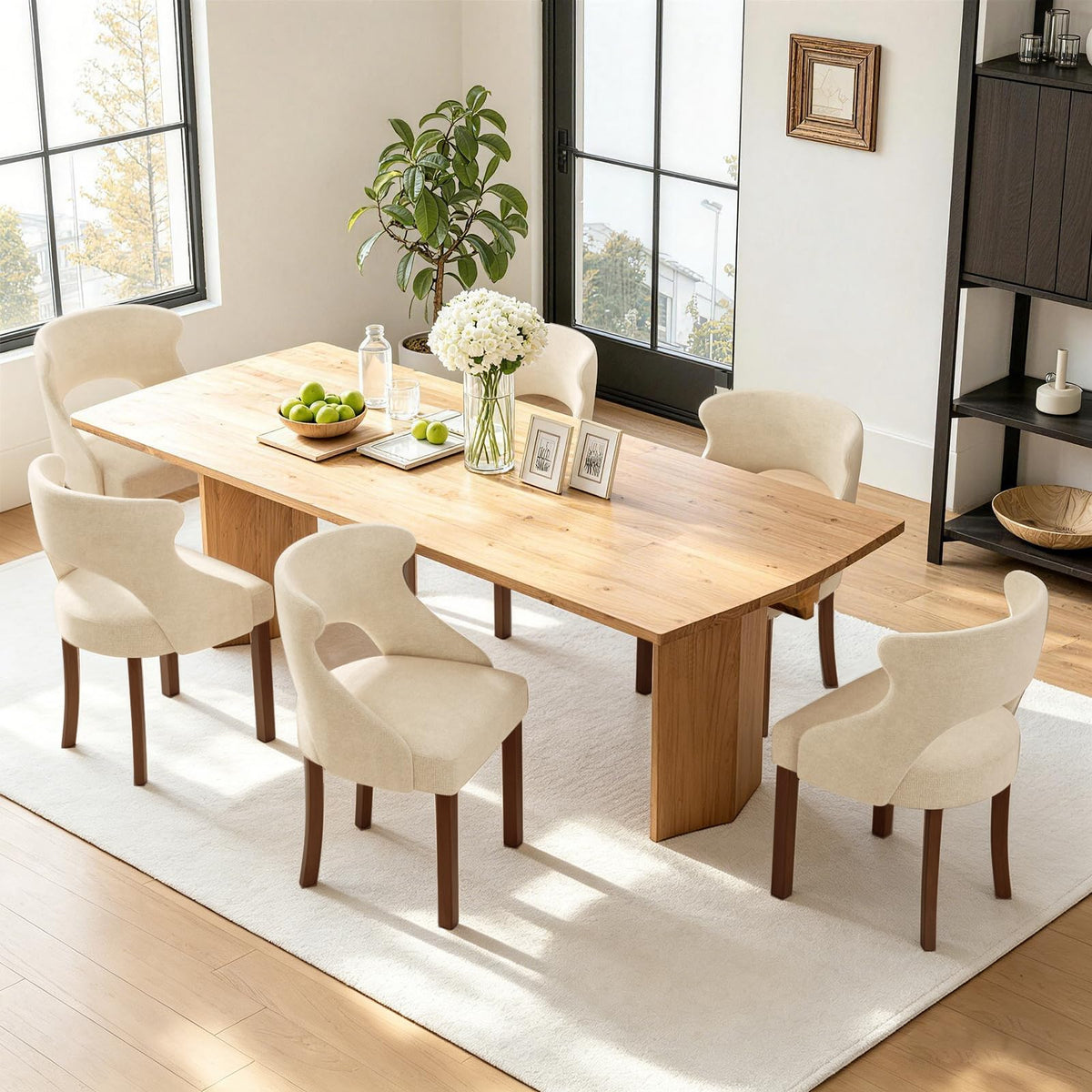 Wooden Dining Chairs Set of 4,Modern Fabric Upholstered Dining Room Chair Kitchen Side Chairs with Solid Wood Legs,Mid Century Farmhouse Dinner Chairs for Kitchen Dining Room,Restaurant,Green