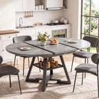 Jocoevol Extendable Round Dining Table for 4-8, Round to Oval Dining Table with Open Storage Shelf, Space Saving Expandable Kitchen Table, Modern Design for Apartments & Dining Rooms,Grey