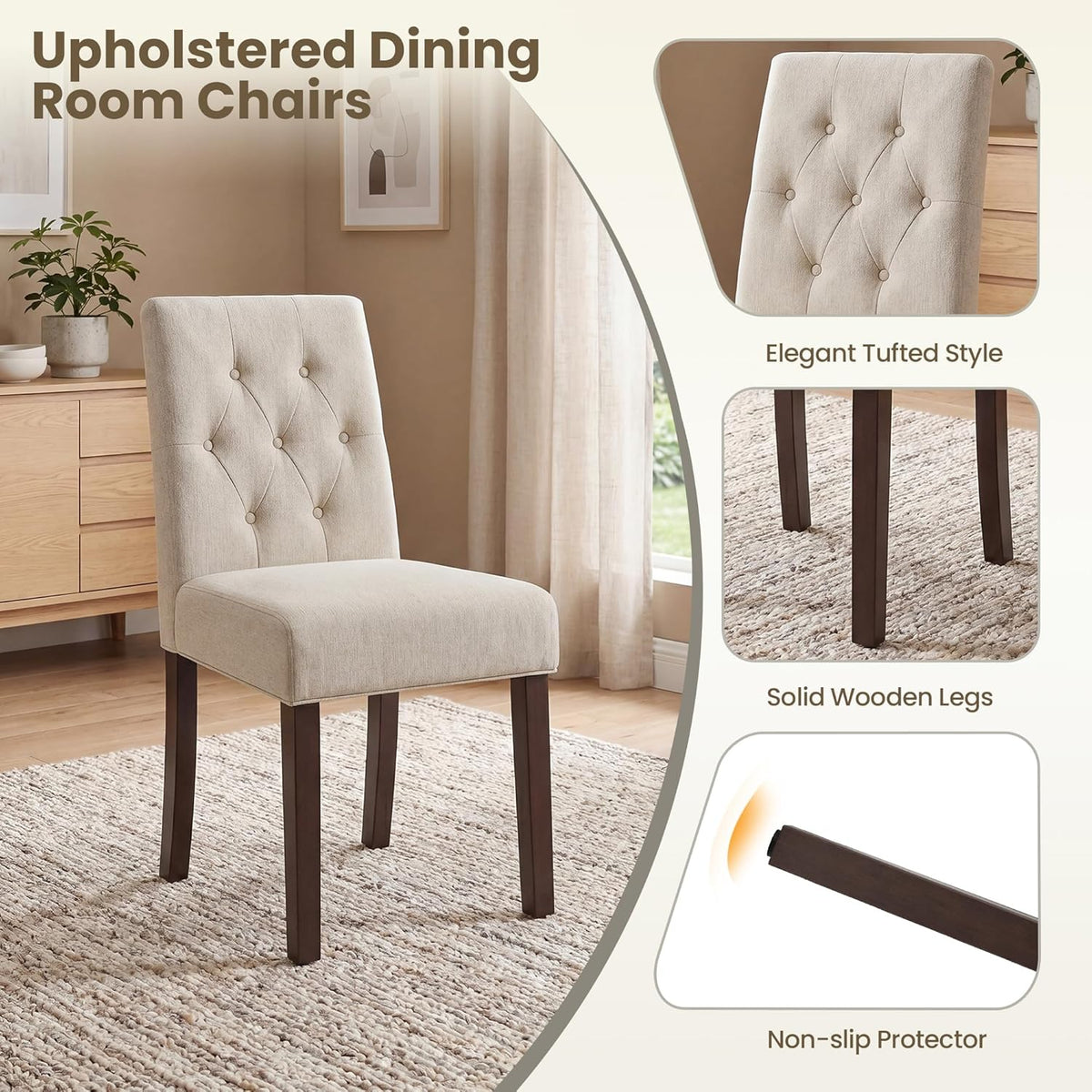 Upholstered Dining Chairs Set of 4 - Modern Parsons Chairs