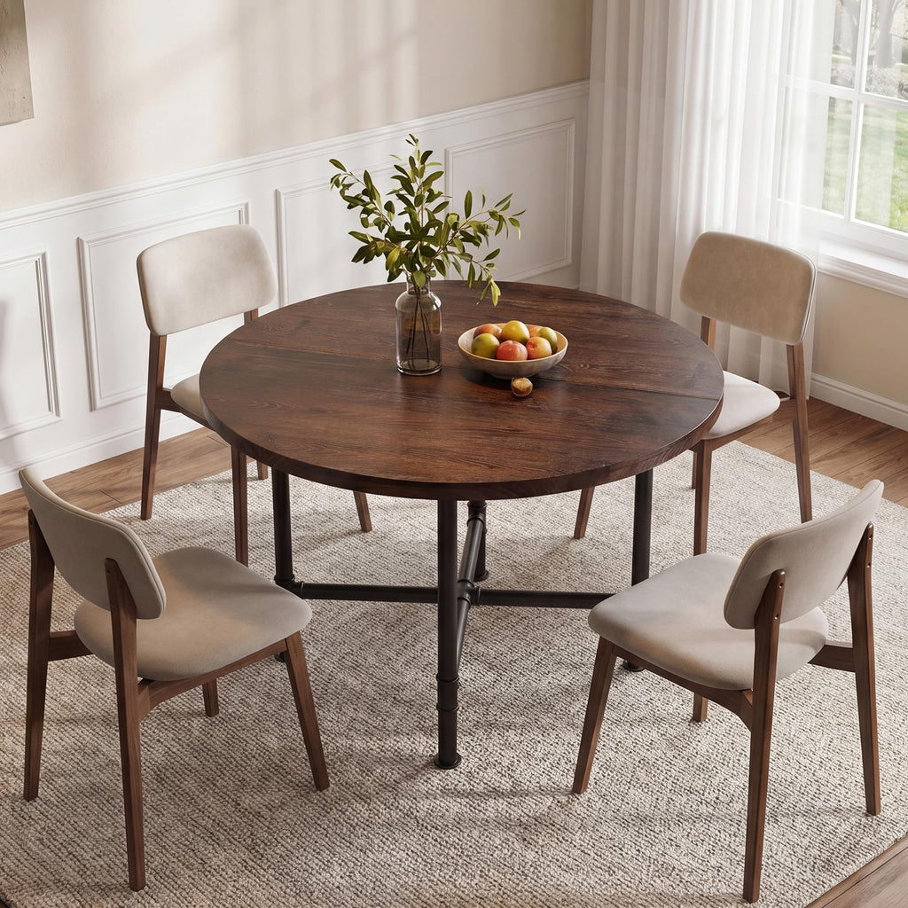 LITTLE TREE 55 Inch Solid Wood Rectangular Dining Table, 29.53" Standard Dining Height Farmhouse Kitchen Table with Thick Sturdy Legs, Compact 4‑6 Person Dinner Table, Rustic Brown, Table Only