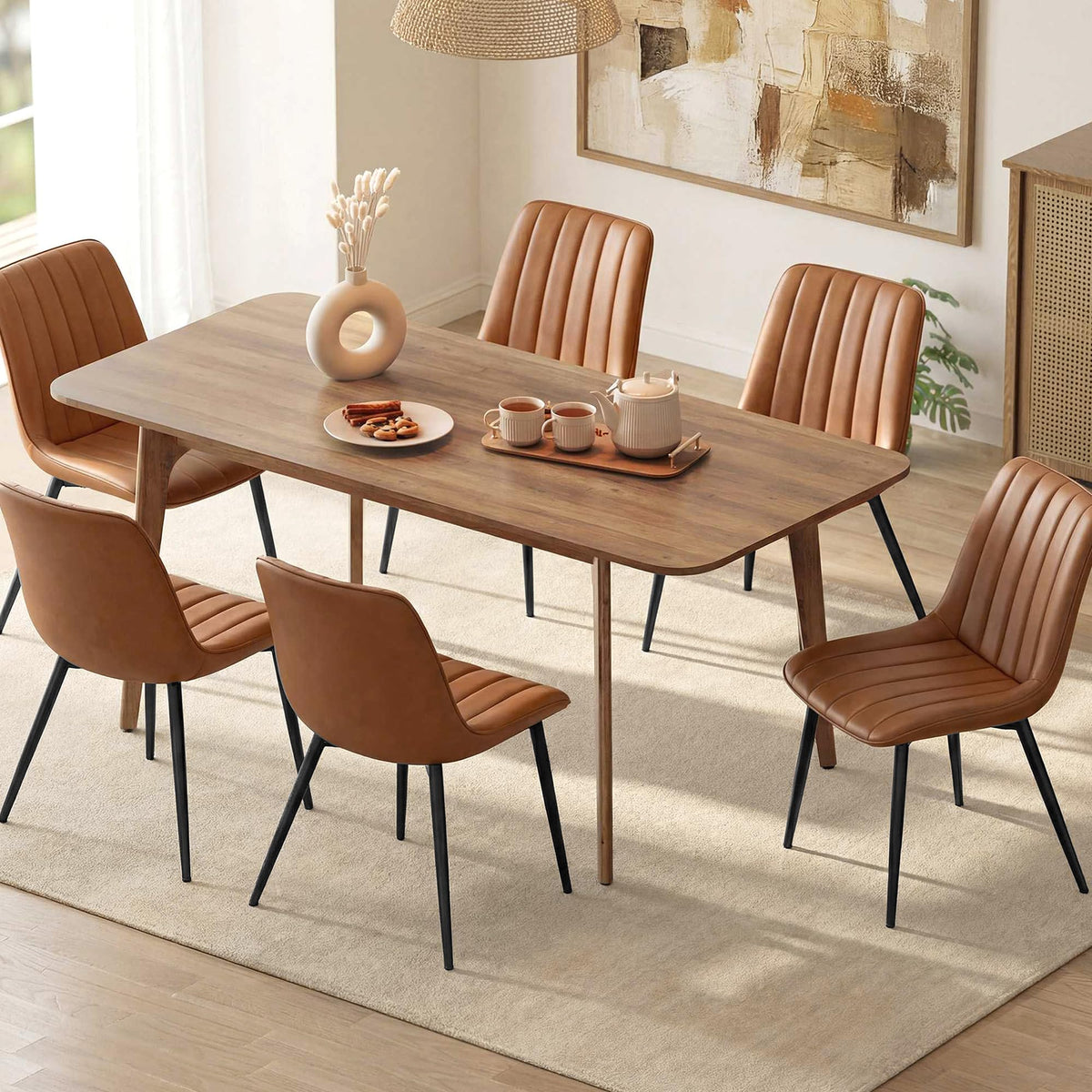 VASAGLE Dining Chairs Set of 4, Upholstered Kitchen Chairs, PU Leather