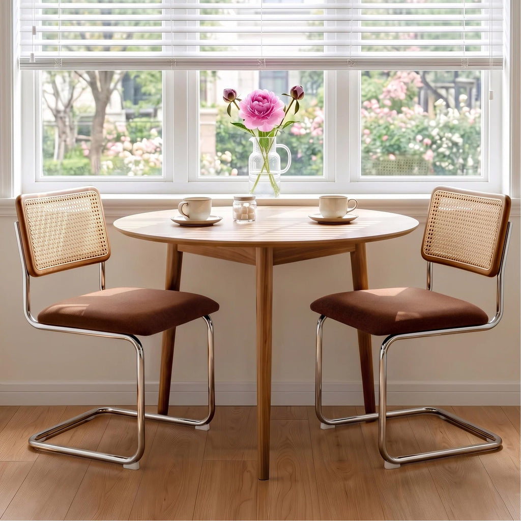 Zesthouse Natural Rattan Dining Chairs Set of 2, Modern Cesca Kitchen Chair