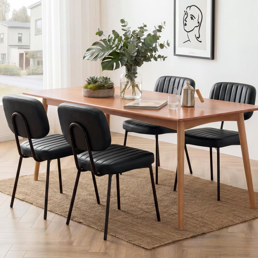 OLIXIS Dining Chairs Set of 6, Upholstered Kitchen Chairs, Black