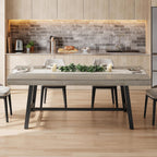 Industrial Dining Table for 6, 70.9" Rectangular Kitchen Table with Hidden 2 Storage Drawers, Wooden Dining Room Table with Heavy Duty Metal Frame, Kitchen & Dining Room Table for 6-8 People, Grey