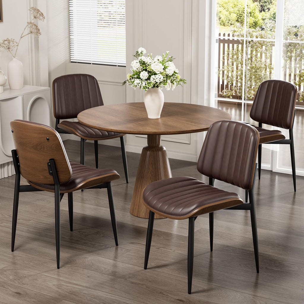 REONEY Dining Chairs Set of 2, Mid-Century Modern Kitchen Chairs, Black