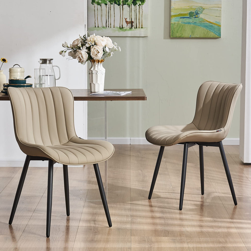 YOUNUOKE Dining Chairs Set of 2 Mid-Century Modern Kitchen Chairs Khaki