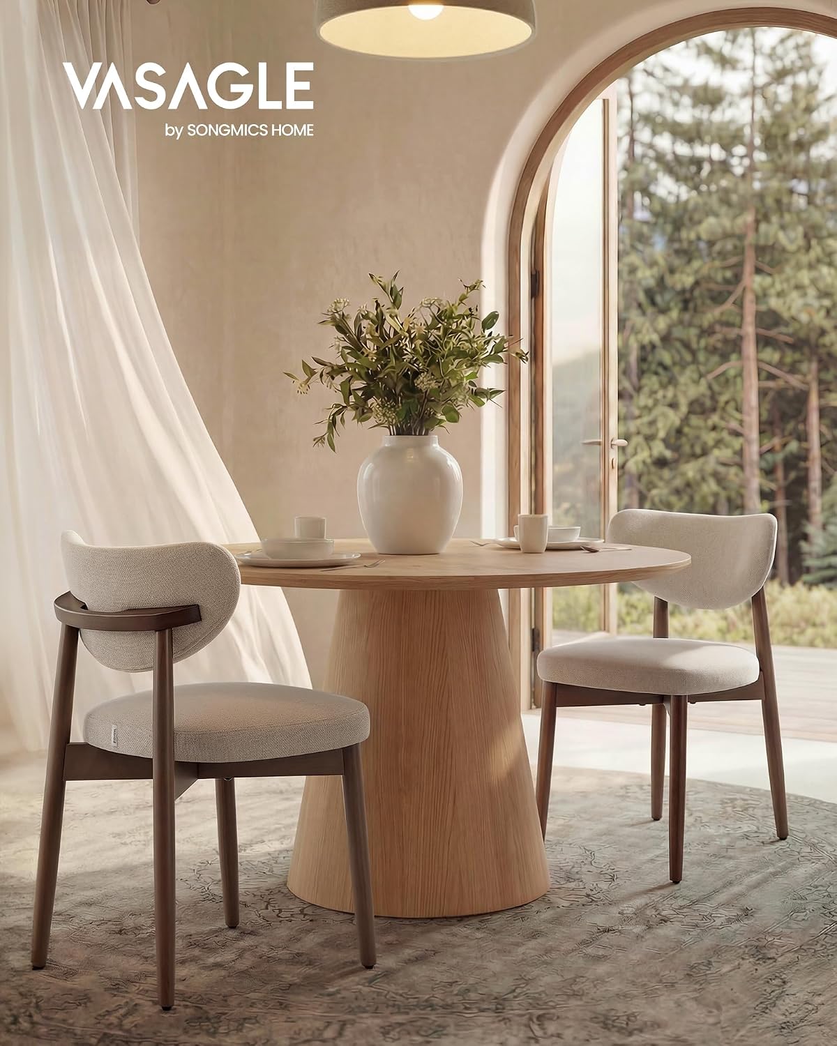VASAGLE Wooden Dining Chairs Set of 4, Upholstered Kitchen Chairs