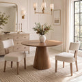 HNY Mid Century Modern Dining Chairs Set of 4, Upholstered Linen Kitchen & Dining Room Chairs with Ergonomic Curved Backrest, Solid Wood Legs, Farmhouse Accent Chair for Home, Apartment, Beige