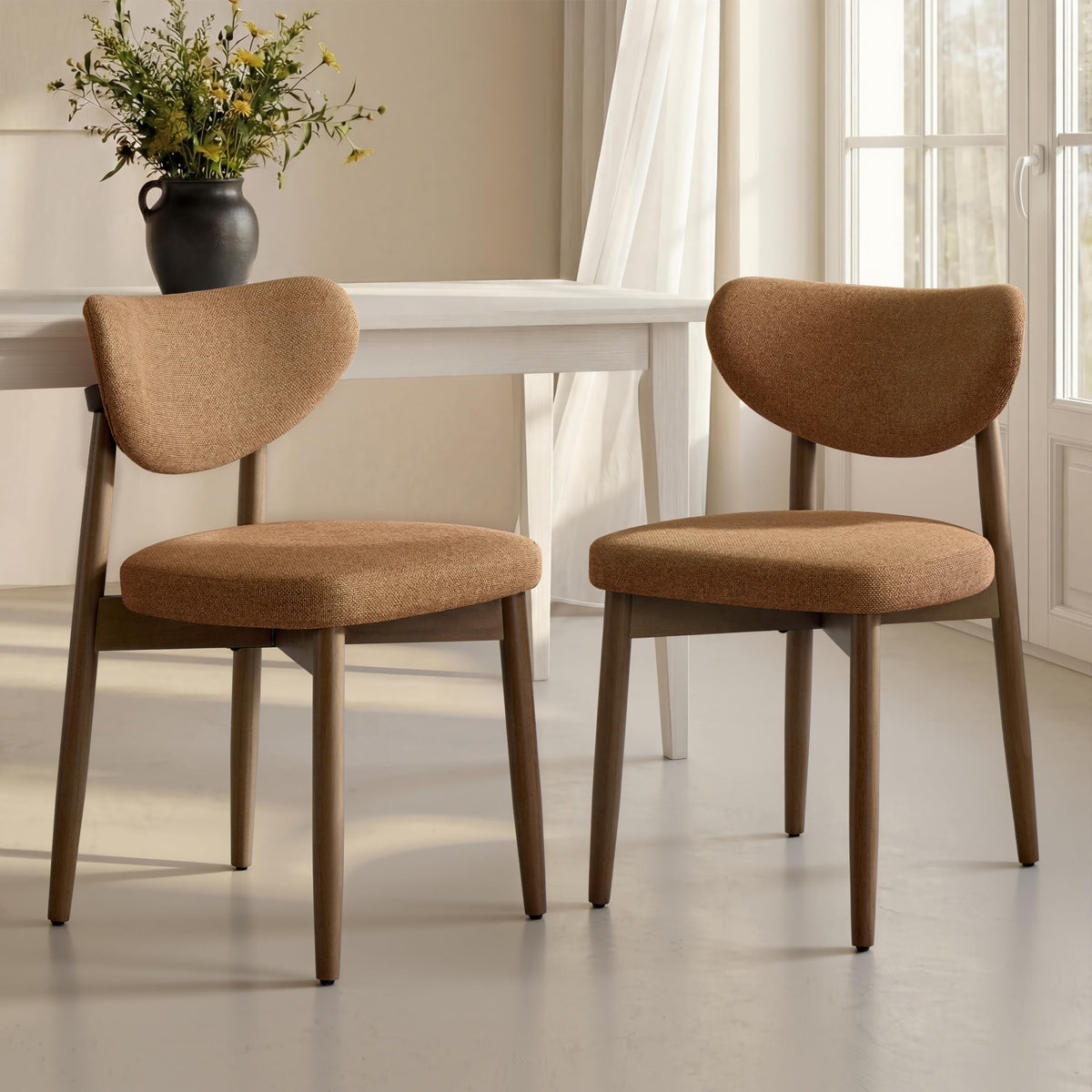 VASAGLE Wooden Dining Chairs Set of 2, Upholstered Kitchen Chairs