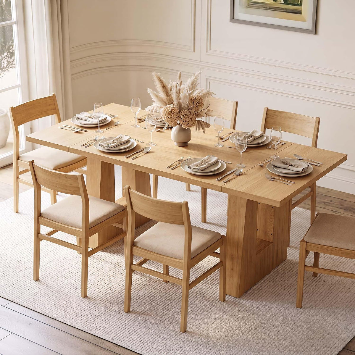 Garvee 63" Dining Table for 4-6 People, Modern Kitchen Table, Light Oak