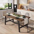 GarveeHome Industrial Dining Table for 6-8 People, 70.87" Long Large Kitchen Table with Sturdy Metal Frame, Rectangular Counter for Dinner, Kitchen, Dining Room (Natural, 71" Non-extendable)