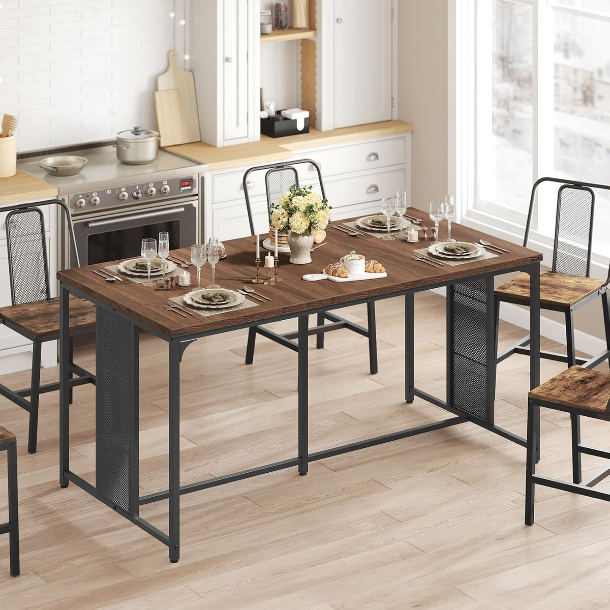YATINEY 63" Dining Table for 6-8 People, Modern Large Kitchen Table