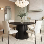 LITTLE TREE 47.24 Inches Round Dining Table, Modern Wooden Kitchen Table with Heavy-Duty Table Legs, Space Saving Circle Dinner Furniture for Kitchen, Dining Room, Living Room, Black
