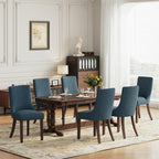 MALOL Wooden Dining Chairs Set of 6, Upholstered Kitchen & Dining Room Chairs with Solid Wood Legs Curved Backrest Farmhouse Accent Chair for Dining/Kitchen/Living Room, Camel