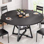 Jocoevol Round Dining Table for 4,Kitchen Dining Room Circle Dinner Pedestal Table,Space Saving Wood Kitchen & Dining Room Furniture (Black, 46In)