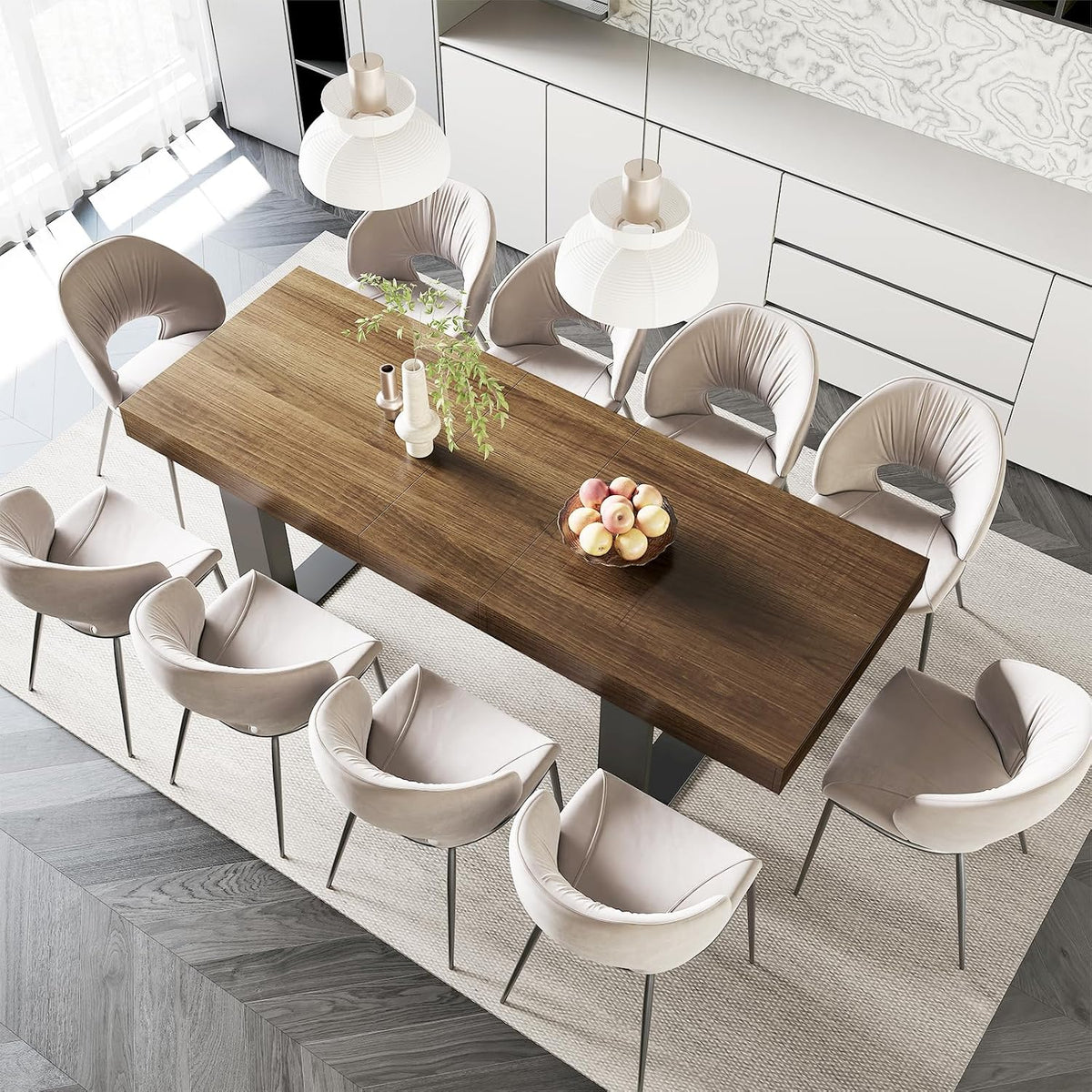 71-87 Inch Extendable Dining Room Table, Rustic Wooden Kitchen Table 6-10