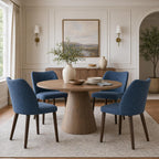 MALOL Dining Chairs Set of 6, Upholstered Fabric Kitchen Chairs with Curved Back, Padded Seat and Solid Wood Legs, Modern Dining Chair for Kitchen Dining Room, Camel