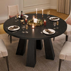 IDEALHOUSE 47" Round Dining Table for 4-6, Farmhouse Wood Kitchen Table