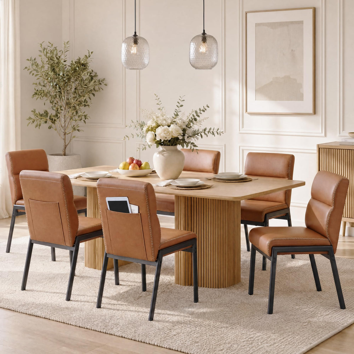 VASAGLE Dining Chairs Set of 2, Upholstered Kitchen Chairs