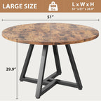 Jocoevol 51" Round Dining Table Kitchen Dining Room Circle Dinner Pedestal Table for 4 6 8, Space Saving Wood Kitchen & Dining Room Furniture (Rustic Brwon)